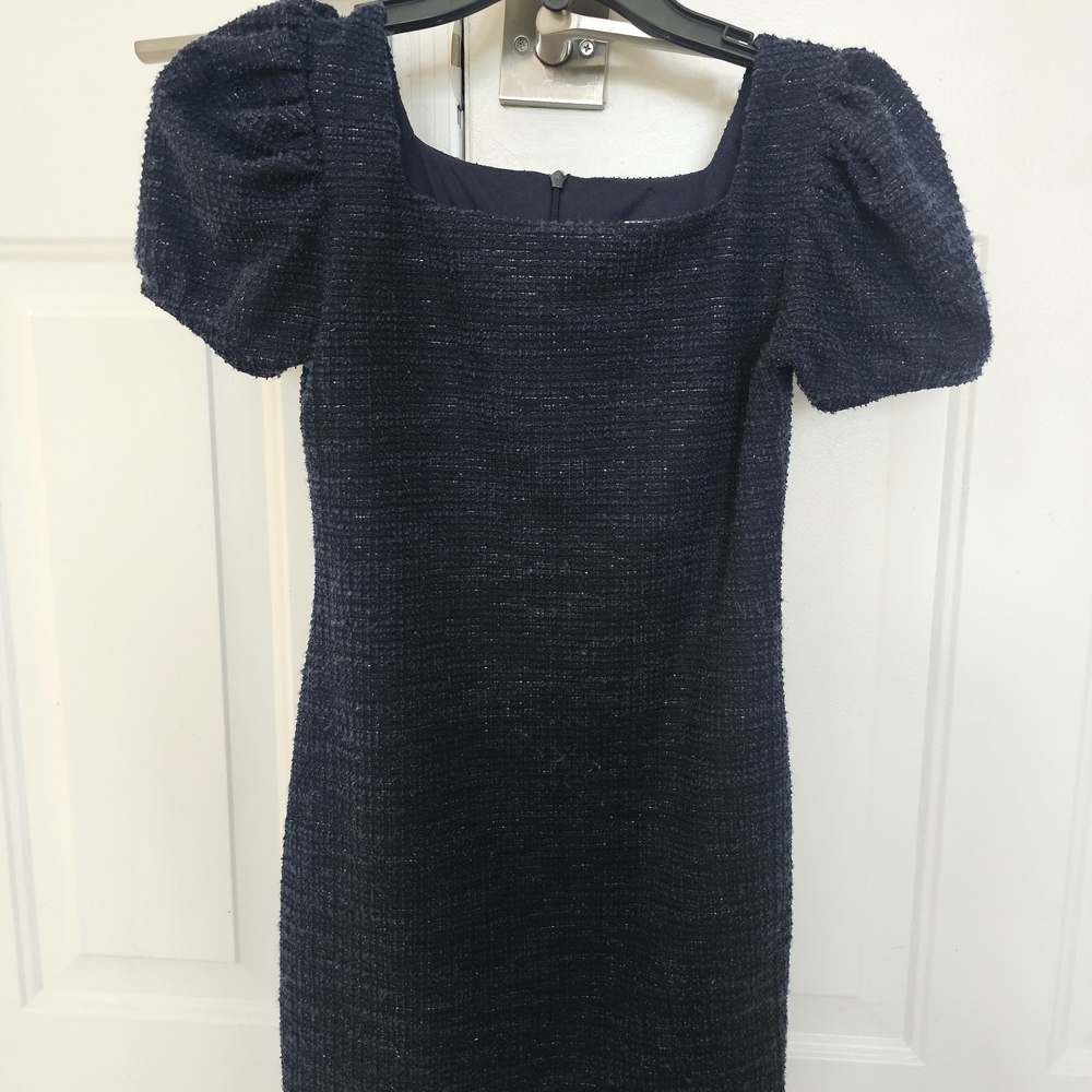 By Debra DB Navy Blue Puff Sleeve Dress